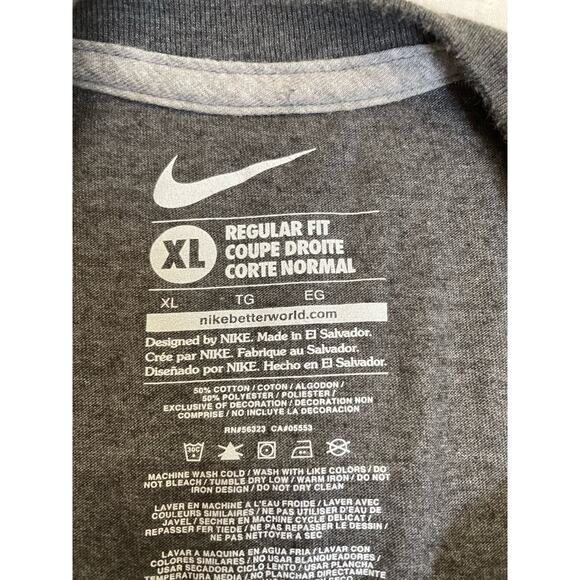 Nike XL Regular Fit T Shirt, Grey, Athletic style logo front. - Picture 3 of 4